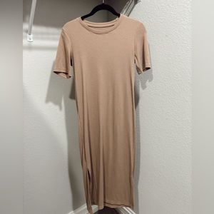 Tan dress, ribbed material, casual, size small